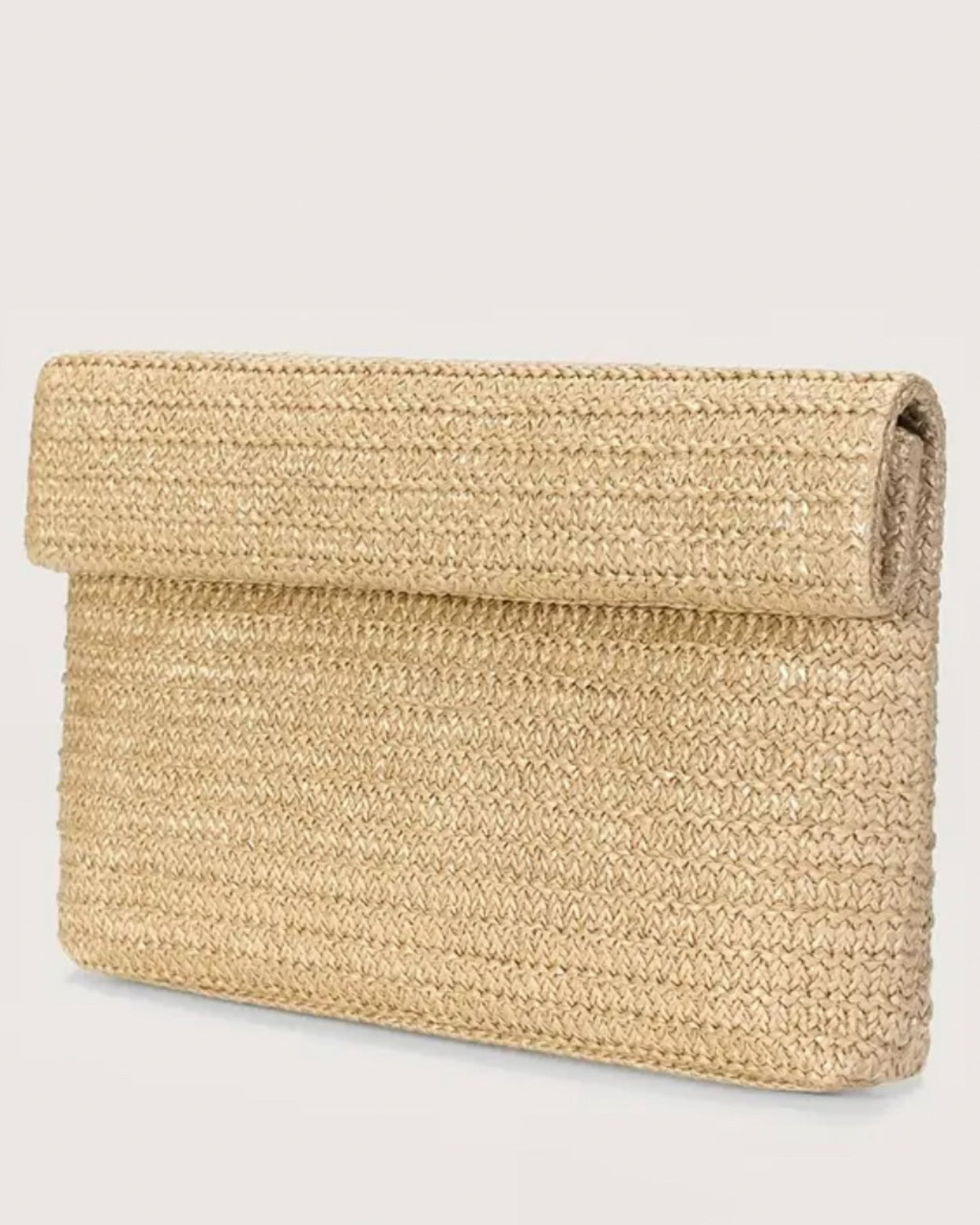 Raffia Fold Top Bag