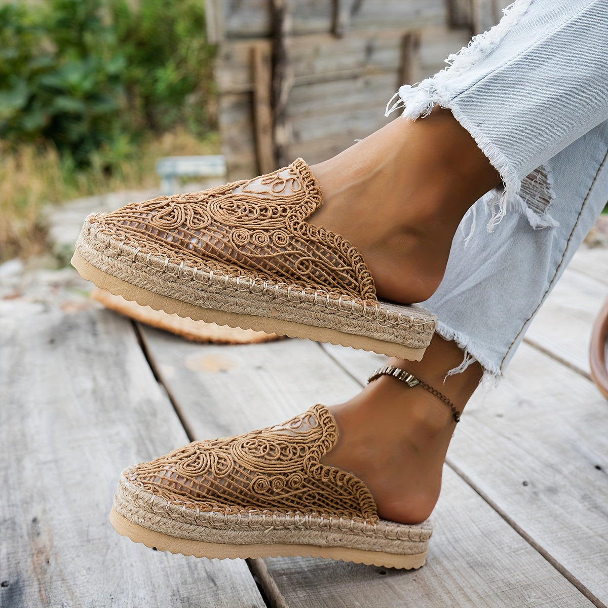 Sahara Lace Weave Mules
