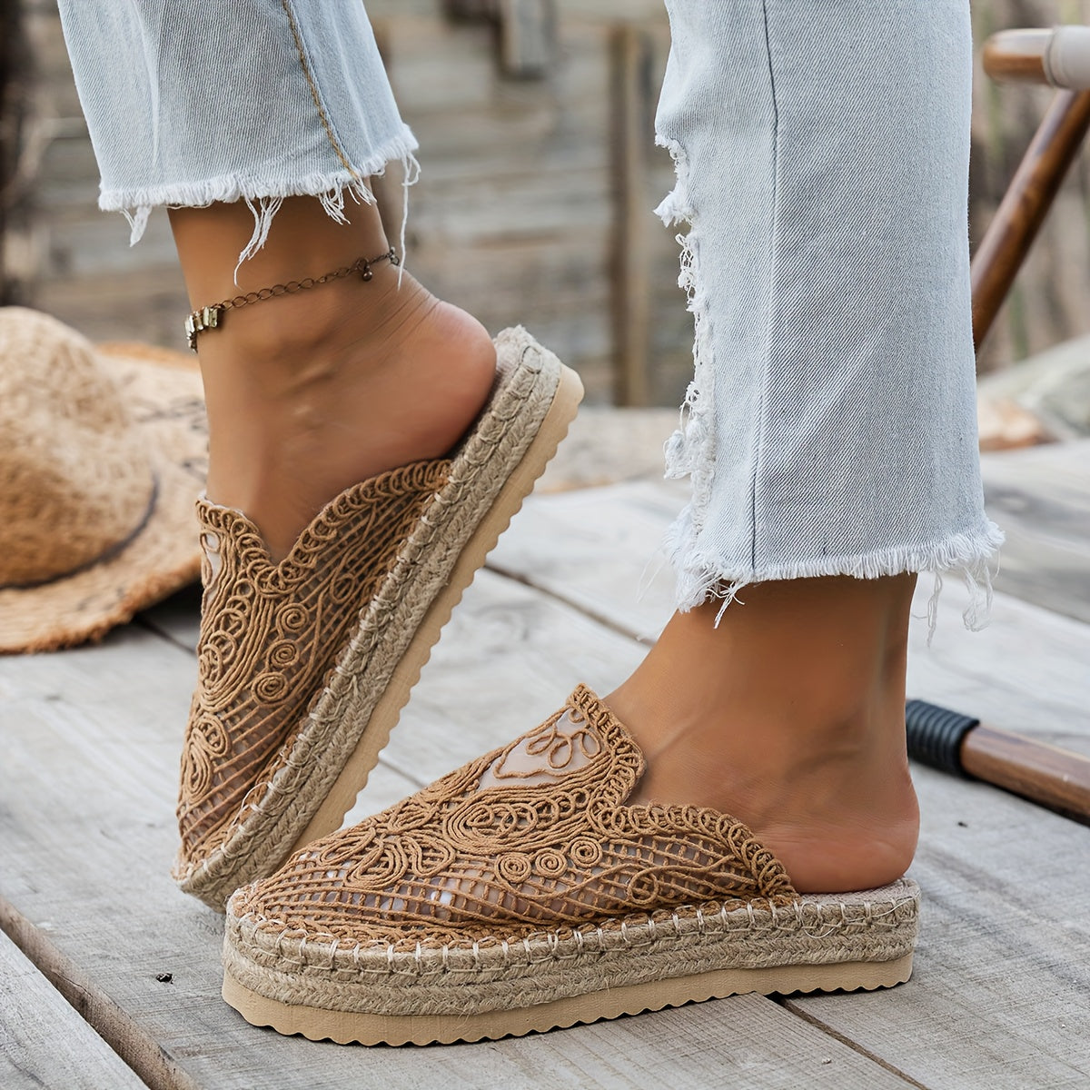 Sahara Lace Weave Mules